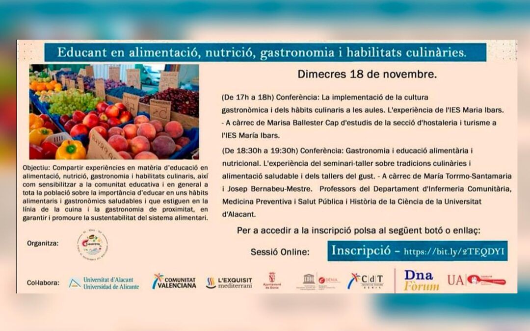Cicle de Conferències Educar en alimentació, nutrició i habilitats culinàries